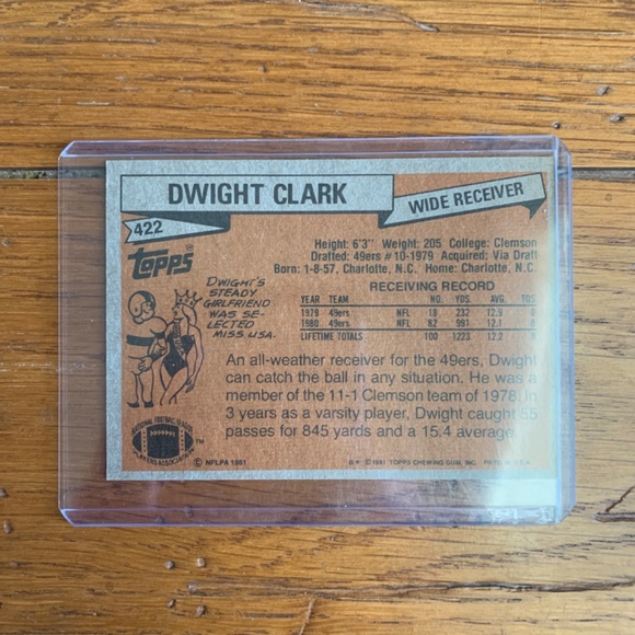 Dwight Clark topps rookie card 1981 #422 - Picture 2 of 2